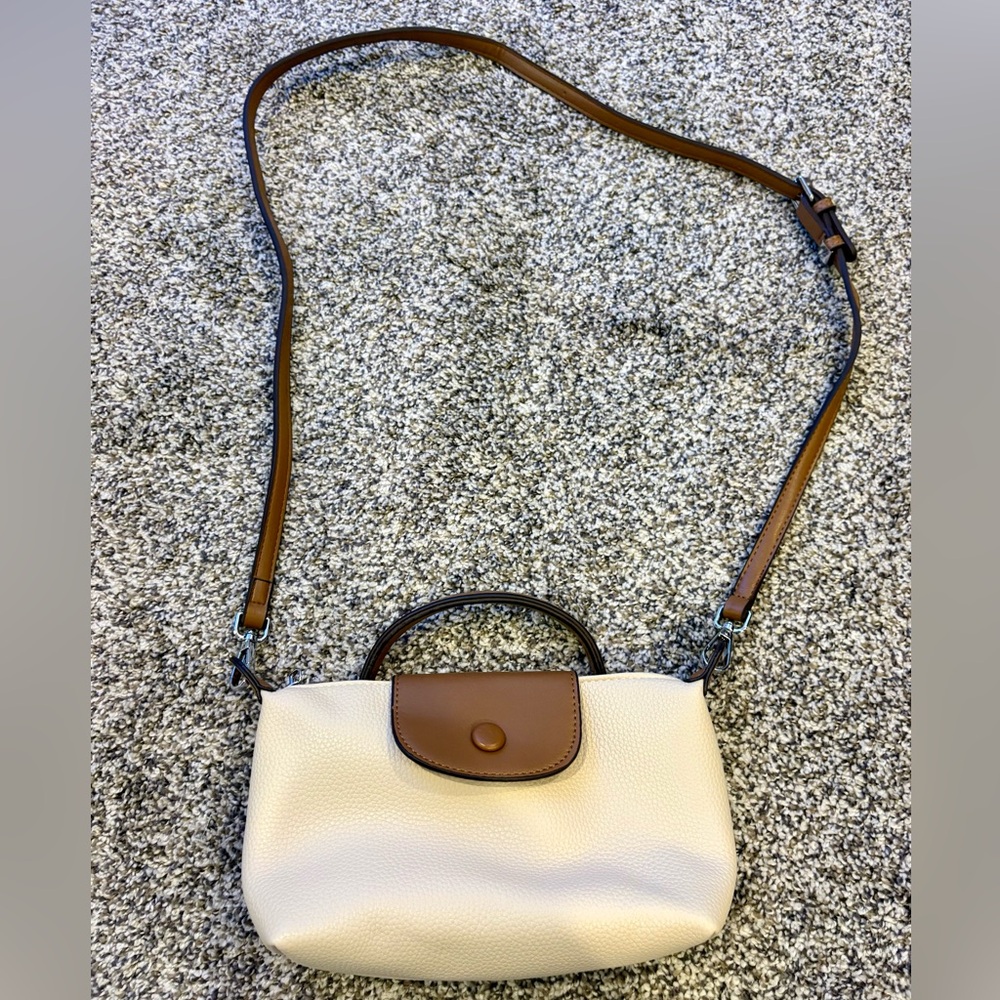 Chic Cream and Brown Crossbody Bag NWOT